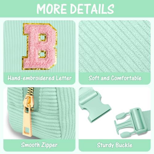 Image of Gitus 10 11 12 13 14 15 16 Year Old Girl Gifts Personalized Birthday Gifts for Women Daughter Sister Her Initial Belt Bag Fanny Pack Crossbody Bags for Teen Girl Gifts Trendy Stuff (Mint Green-B)