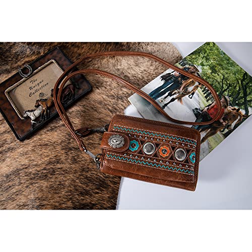Image of Montana West Western Crossbody Phone Wallet for Women RFID Blocking Wallet Purse with Cash Slots & Zipper Pocket