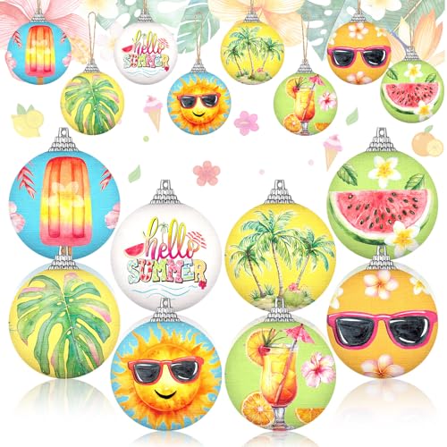 Boules de décoration d'été aux motifs de feuilles tropicales et cocotier