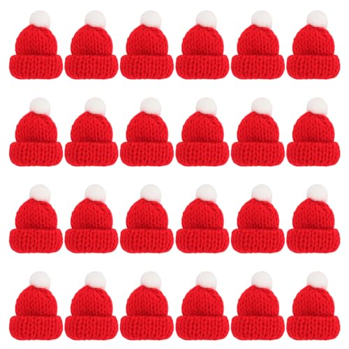 Kleine Weihnachtsmützen 25 XIABYAYU Mini Weihnachtsmütze, 24 Stück Mini Strickmütze des...
