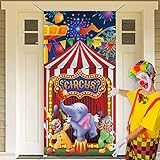 3x6ft Red Circus Carnival Banner Backdrop Carousel Tent Elephant Clown Door Cover Decor Child Boy 1s