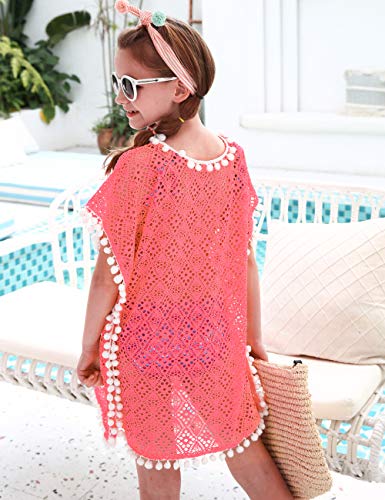 Swimsuits Coverups for Girls with Cute Pompom Tassel One Size 6-12 Years4