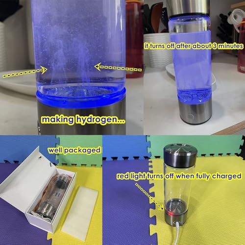 HomEnjoy Hydrogen Water Generator Bottle, SPE & PEM Technology, 14OZ Portable Rechargeable Hydrogen Water Ionizer Machine, for Home Office Gift Travel Fitness Daily Drinking - Image 7