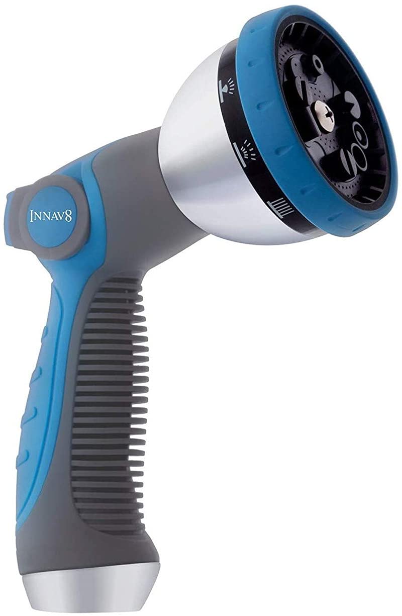 garden hose nozzle, Features 10 Spray Patterns,Leak-Proof High-Pressure water nozzles for garden hoses,hose nozzles in lawn and garden,car wash showering pets (Blue)