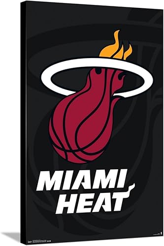 Trends International NBA Miami Heat - Póster de pared con logotipo 14, 22.37 x 34.00 pulgadas, lienzo estirado