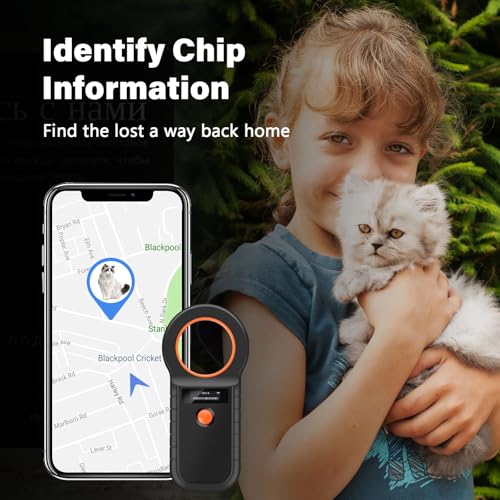 Haustier Mikrochipscann, Wiederaufladbarer USB Tierchip Lesegerät Chipleser Hunde Chip Scanner Katze ISO11784/(85) FDX-B/EMID Mikrochip Lesegerät für Hunde/Katze