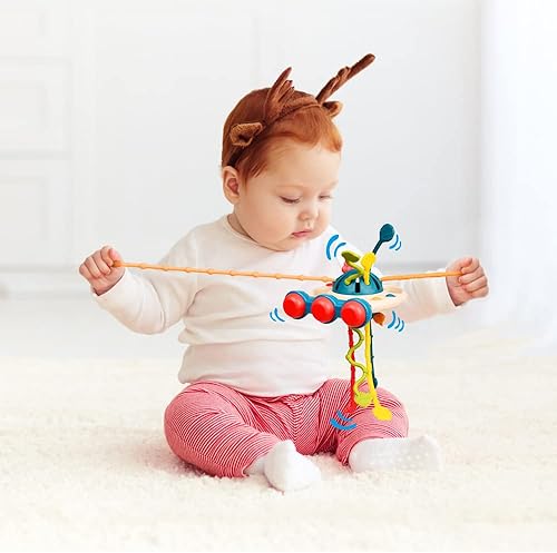 Miniatura 3 de Vicloon Juguete de actividad de silicona para jalar, juguetes Montessori para bebés con bolas mágicas deslizantes y burbujas simples, juguetes