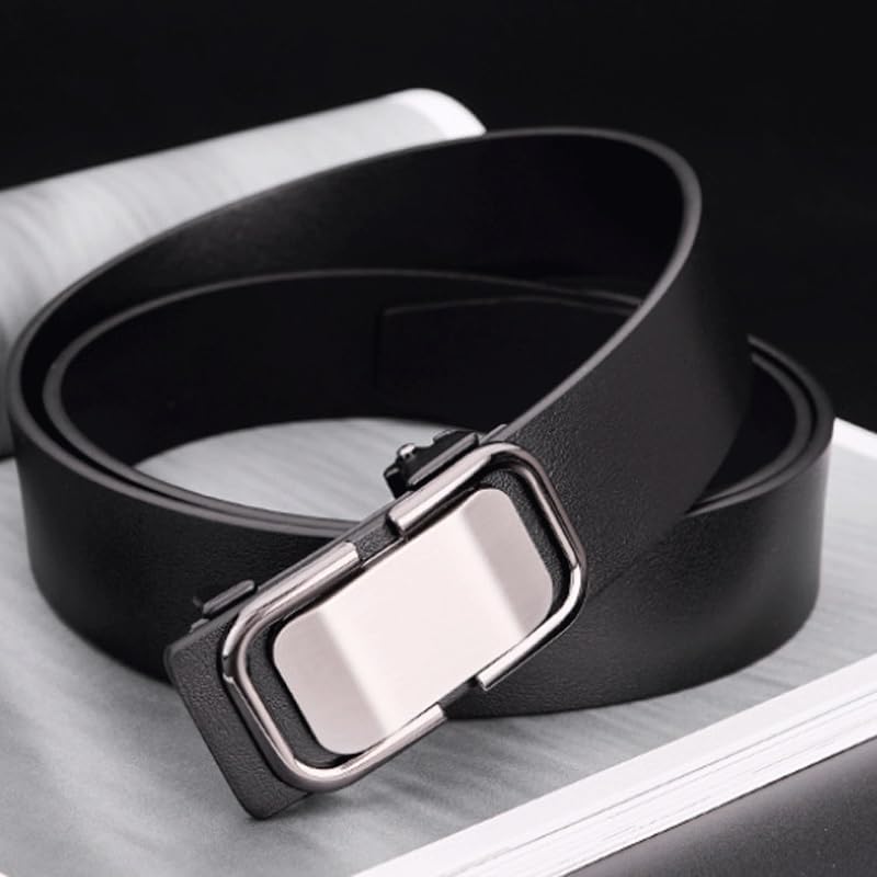 Men's Automatic Belt Fastening Genuine Leather Business Pants Waistband image 3