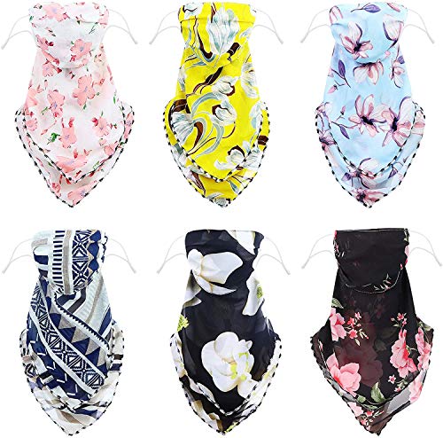 BESTEEL 6 Pcs Bandanas Foulard Mousseline De Soie Bandanas pour Femmes Hommes Bandana Respirante UV Demi Bandana Bandeau pour l'extérieur Poussière Sports Festivals Cyclisme Wrap écharpe Bracelet