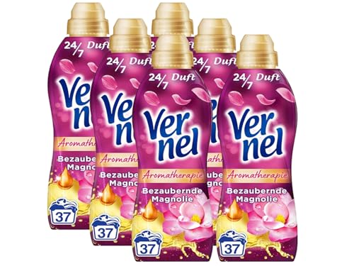 Vernel Aromatherapie Bezaubernde Magnolie Weichspüler (6x32 Waschladungen), langanhaltender Wäscheduft mit ätherischen Ölen für 24/7 Frische, recycelbare Flasche