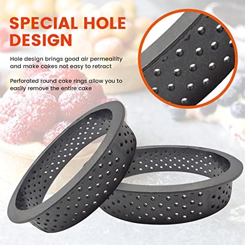 DIYARTS 10Pcs Cake Mold Rings, Perforated Tart Ring Set, Circle Tart Rings Cake Mold Cutter, Non Stick Mousse Cake Ring DIY Cake Dessert Bakeware for Crumpets Pastry Crumpet Desserts