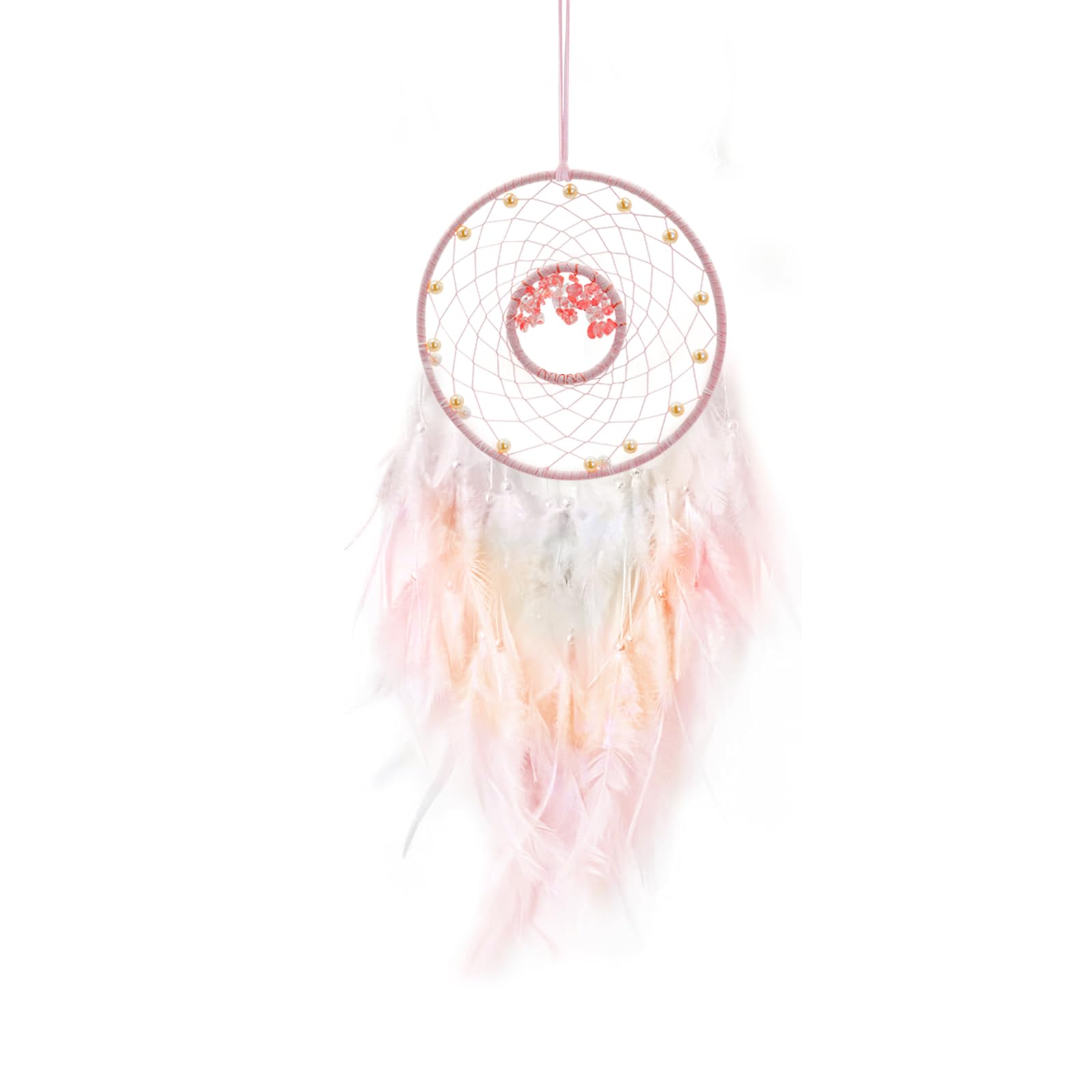 Energather Dream Catchers, Handmade Dreamcatcher Aesthetic Room Decor, Sweet Dream Catcher Wall Decor for Bedroom, Living Room, Office (Pink)