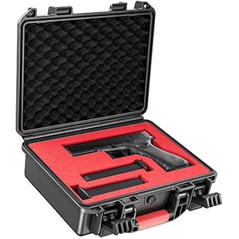 Kinghardcase Tactical Hard Gun Case DIY Water & Shock Proof With Foam TSA Approved Waterproof Hard Case for Pistol Accessories 11.4 * 9.4 * 4.5in1 Cover