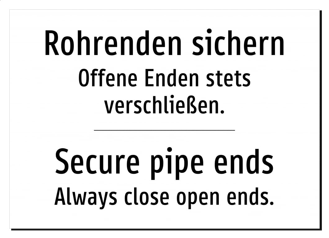 61706-DEEN-T-07 | Rohrenden sichern Schild/Aufkleber | Deutsch