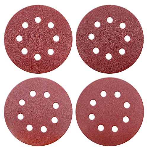 YTBUBOR 80 Pieces Sanding Discs 40/60/80/120 Assorted Grits Sandpaper Hook and Loop 8 Holes 125mm(5 Inch) Discs Pads for Random Orbital Sander