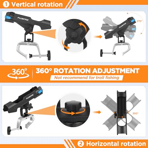 Porte-cannes de bateau à ouverture 360° PLUSINNO support pliant robuste