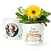 Produktbild Facepot Abschiedsgeschenk Blumentopf (ø16cm) | Geschenk für Kollegen zur Verabschiedung oder Jobwechel mit Bilderrahmen für 2 Fotos (10x15cm) | Zum Abschied viel Glück! Wir Werden Dich vermissen
