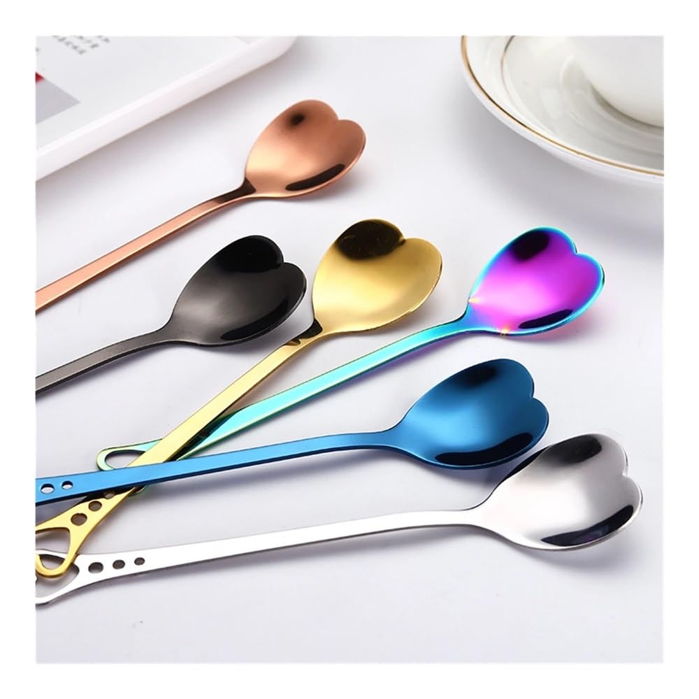 30 cucharas de café de acero inoxidable en forma de corazón (oro rosa)