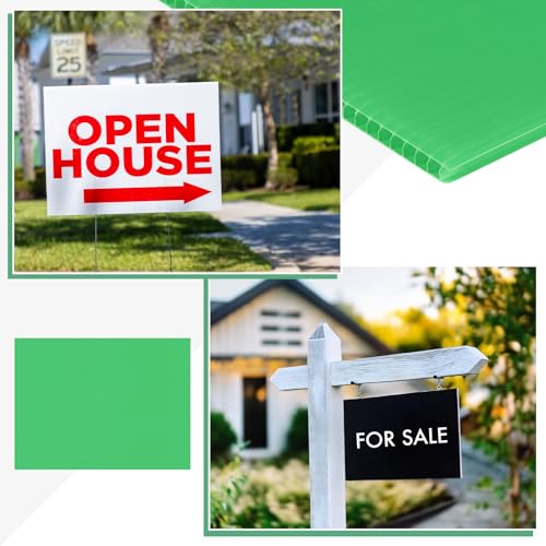 Image of M METERXITY 6-Pack Corrugated Plastic Sheets, 12 Inch x 16 Inch Waterproof Blank Corrugated Poster Board Yard Signs for Garage Sale /Office /Classroom /Party /Lawn Sign Road [4mm Thick, Green]