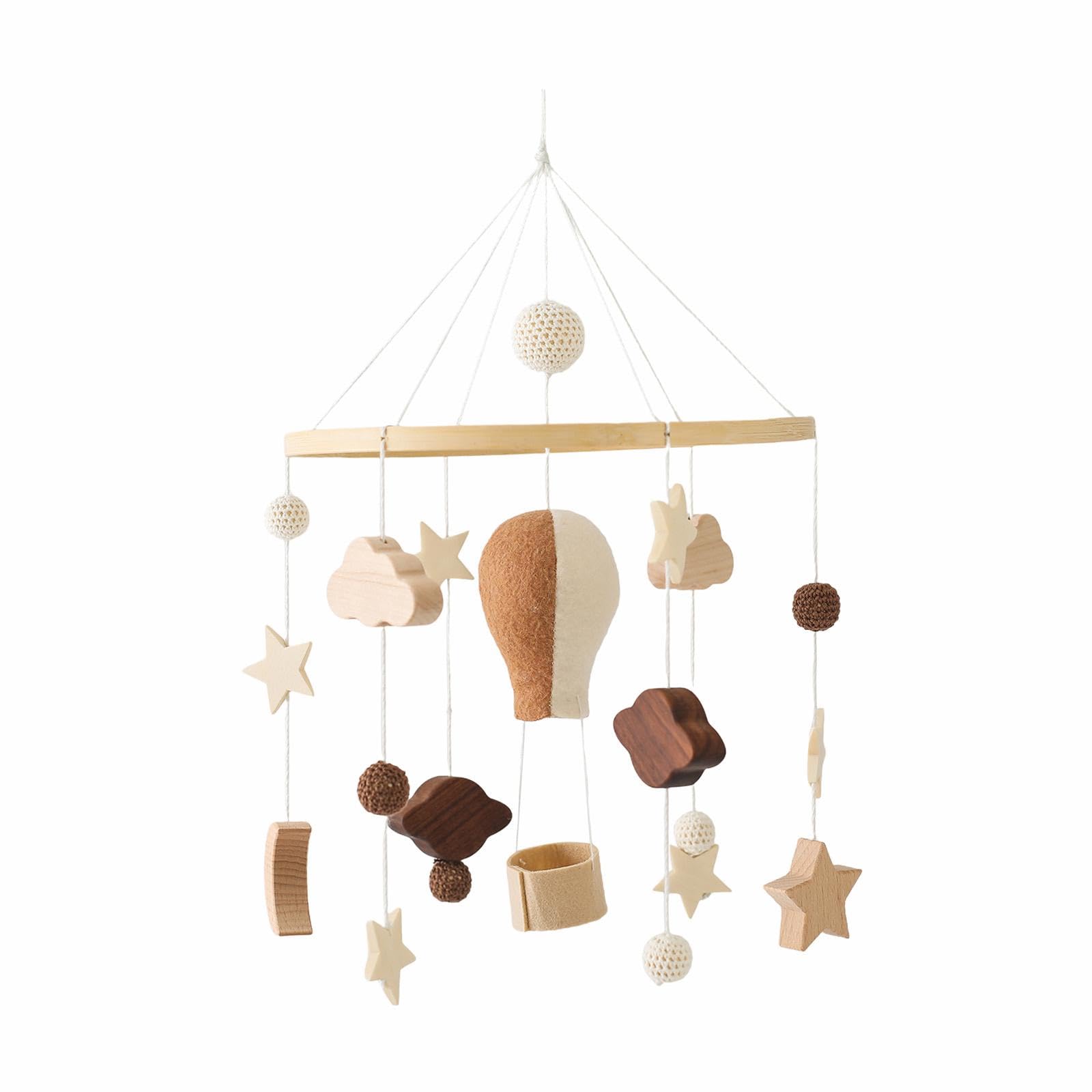 Gralara Mobile für Kinderbett Krippe Holz Hängemobile Filzkugel Bettmobile Krippenanhänger Spielzeug Aus Holz Und Filz Leises Schwingen Unterstützt Einsc, Stil c
