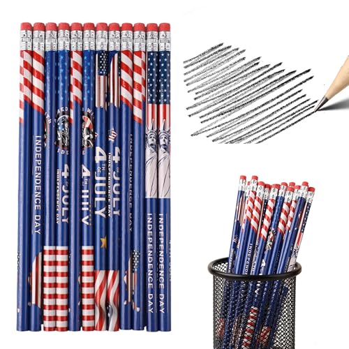 Lápices Patrióticos con Bandera Americana, Pack 12 miniatura 1
