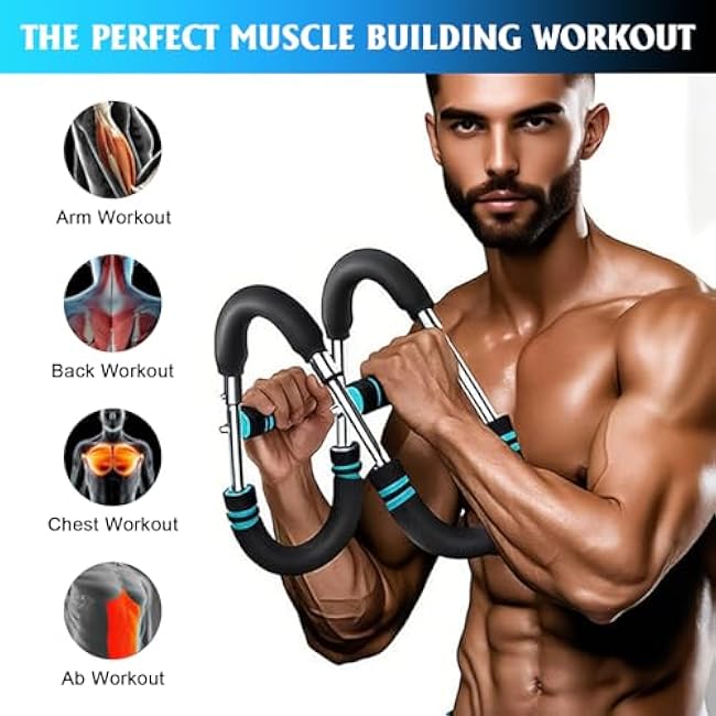 Twister Arm Trainer, Adjustable Chest Workout Equipment, Arm Trainer for Men, Portable Power Twister Bar, Detachable Design Fitness Anywhere