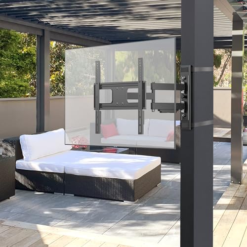 ZeboZap-ZZTVA2044-DIY-Gazebo-TV-Mount-No-Drill-Full-Motion-Outdoor-TV-Mount-Patio-TV-Mount-Pergola-TV-Mount-Post-TV-Mount-Stainless-Steel-Screws-Weatherproof-Holds-80lbs-Black