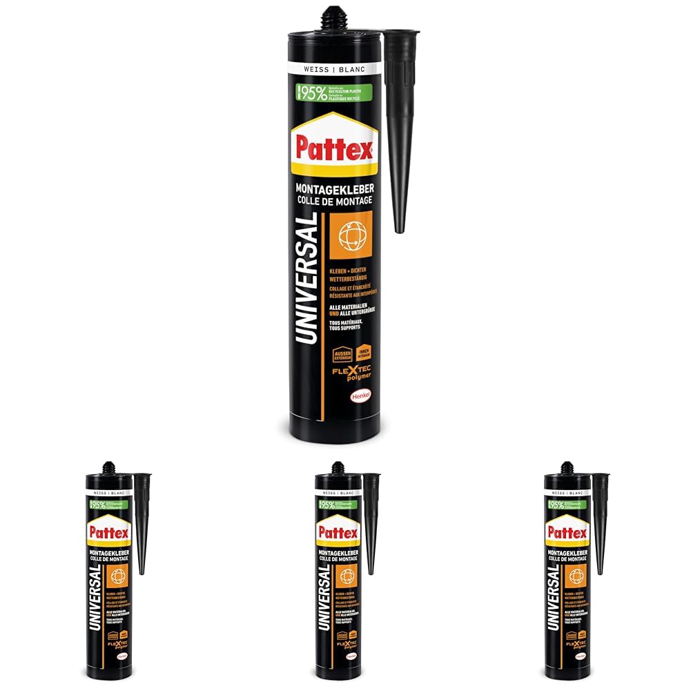 Pattex Montage Universal, vielseitig einsetzbarer Montagekleber für alle Materialien*, Baukleber für innen und außen**, elastischer Universalkleber zum Kleben & Montieren, 1x420g Kartusche