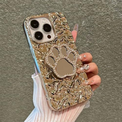 Coque iPhone 14 Pro Max Effet Froissé 3D Finition Placage Doré Luxe