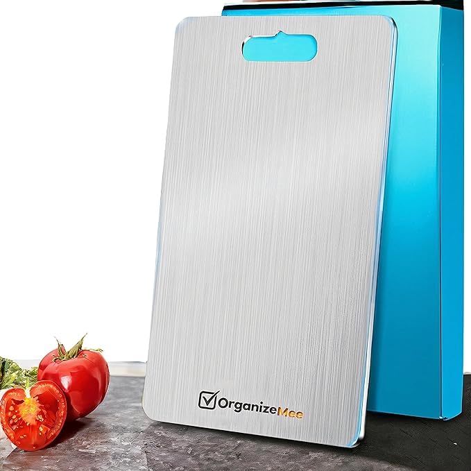 Stainless Steel Chopping Board by SANGOZ | Steel Kitchen Counter top for Cutting, Vegetable Chopper, for Meat & Veggies Items, Chopping Board Steel pad