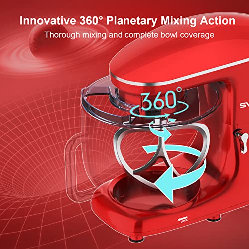 SVEWT Küchenmaschine Knetmaschine, Teigmaschine 6 Geschwindigkeit 8L 1500W Knetmaschine mit Knethaken, Schneebesen… – Bild 3