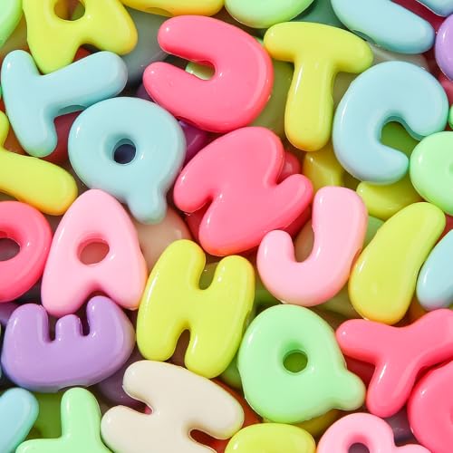 BERMRO 500Gram Large Letter Beads Big Chunky Letter Bead A-Z Acrylic Alphabet Bubble Beads for Paracord Bead Bag Charm Keychains Crafts Education Leaning (Yello&Green&Blue)