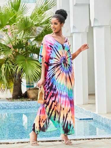 Image of Kaftan Dresses for Women Plus Size Bathing Suit Cover up Caftan Maxi Beach Dresses