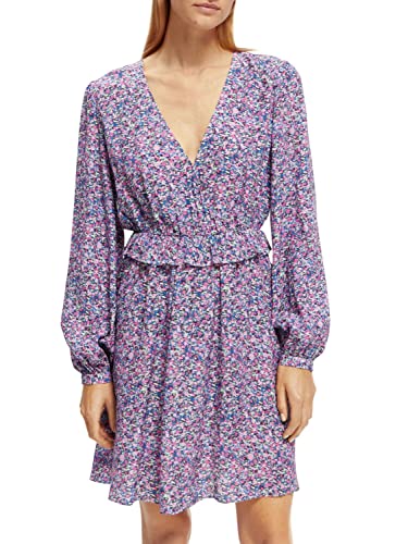 Scotch & Soda Wrapped Short Dresses 40/ Vestido Informal, Rosaria Purple, Unisex Adulto