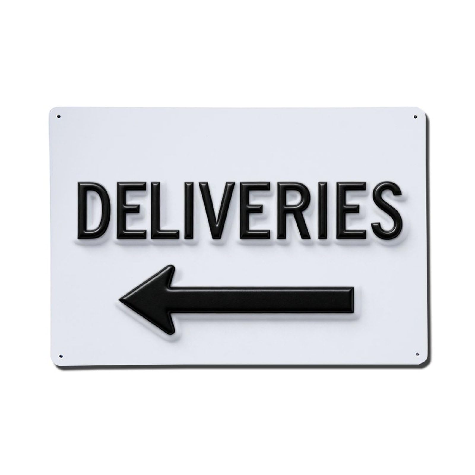 Deliveries Arrow Sign Direction Left Metal Tin Sign Plaque