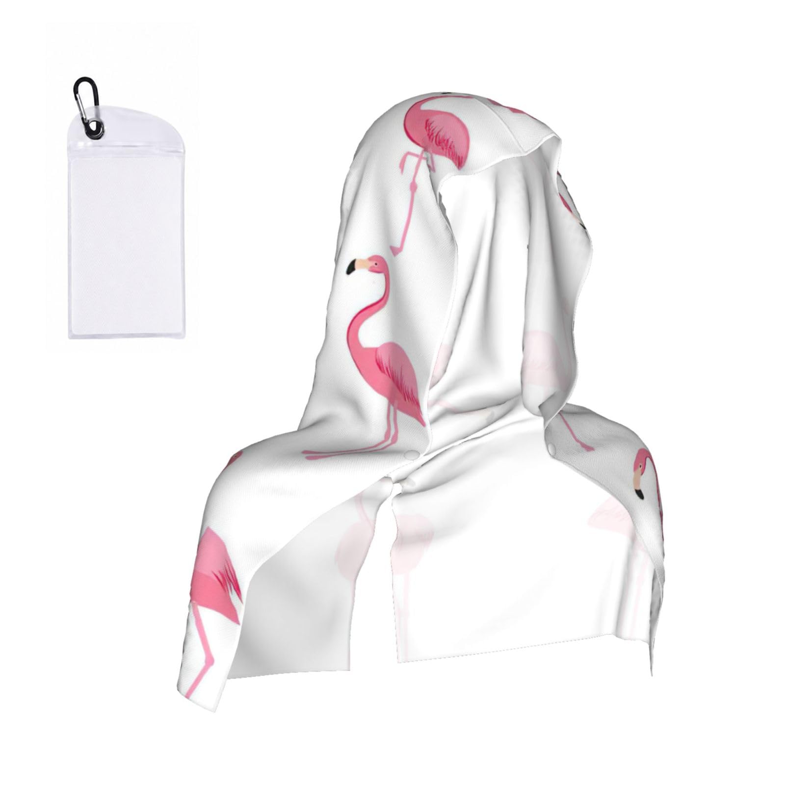 DUWAA Flamingos On White Print Cooling Hooded Sports Towel, 30×60cm Quick Drying Summer Cool Head Wrap For Neck And Face