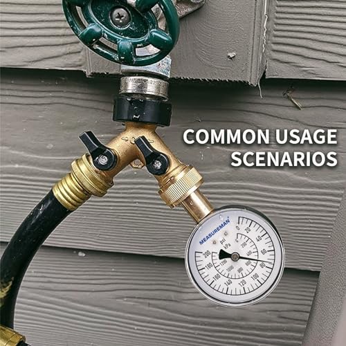 measureman 0-200 psi water pressure gauge 2-123939 dial hose bib pressure gauge home water pressure tester durable 34 hose thread water pressure gauge for home