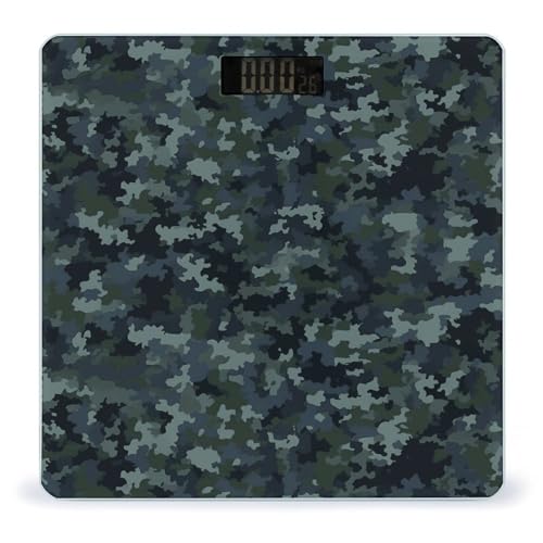 Báscula Digital de Baño con patrón camuflaje y vidrio templado miniatura 1