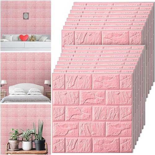 Image of TEKCOOL Self-Adhesive Waterproof PE Foam 3D Wall Panels Wallpaper Sticker for Bathroom, Living Room, and Home Decoration (70 x 77cm, Appx. 5.8Sq Feet)-10 Piece