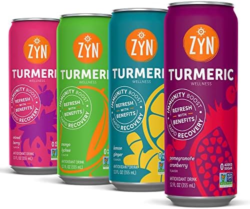 ZYN Turmeric Immunity & Recovery Drink Variety Pack of 24 | No Added Sugar Immunity Booster, Muscle Support Drink with Curcumin, Piperine, Vitamin C & Zinc | Plant Based