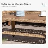 MFSTUDIO 5 Pieces Rattan Garden Furniture Set with Outdoor Coffee Table, Wicker Lounge Corner Sofa Set, Double Coffee Table for Extra Storage Space, Multiple crossbars to strengthen the support, Beige - Image 4