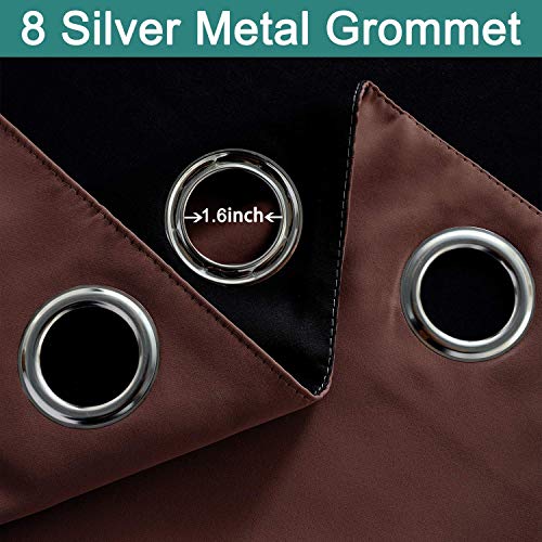 Image of Yakamok Brown 100% Blackout Patio Door Curtain Panels W100 x L96, 1 Panel | Noise Reducing Barrier Panel for Sliding Glass Door, 2 Thick Layers Heat Full Light Blocking Patio Door Drapery