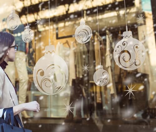 i.LifeUK Blue Magic Design - Extra Large Christmas Ball Shop window Wall Art Decoration Sticker - Frosted Effect, Inside Glass for Outside Viewer