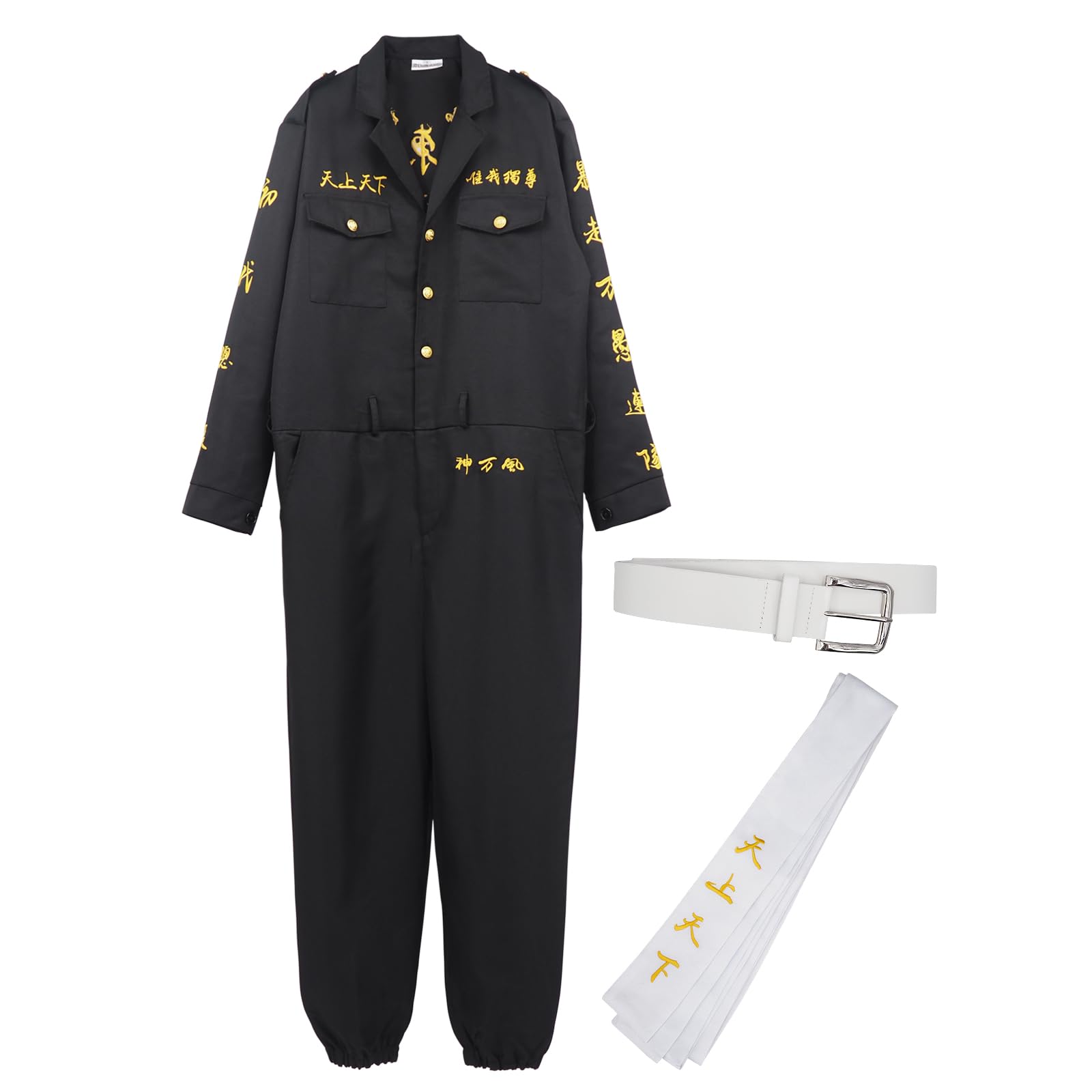 Anime Cosplay Costumes Japan Revengers Draken Jumpsuit Onesie Black Uniform Suit With Belt And Back Straps Adult Halloween Outfits