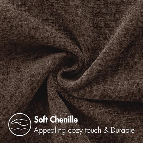 Image of MIULEE Pack of 2 Dark Brown Throw Pillow Covers 12x20 Inch Soft Chenille Lumbar Pillow Covers for Sofa Living Room Couch Fall Home Decor Solid Dyed Cases