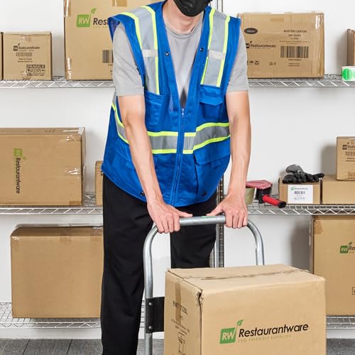 Image of Restaurantware Reflective Safety Vest 20 Count 29.213 x 30.315 Inches High Visibility Multi-Pocket Zipper Front Safety Vest