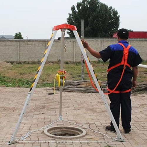 Oracra Manhole Tripod Lifting Equipment, Heavy Duty Space Entry Tripod and Winch for Emergency Rescue, Outdoor Aluminum Fire Tripods, Easy to Install