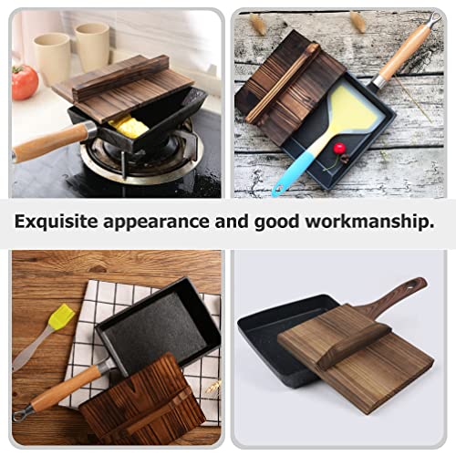 Operitacx Wooden Tamagoyaki Pan Lid Japanese Omelette Pan Lid Small Square Frying Egg Roll Pan Cover #TOP5