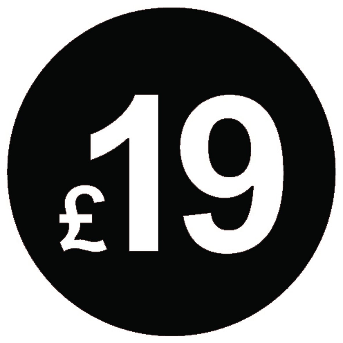 £ Black Price Stickers - 20mm, £19, 10000 — image 1