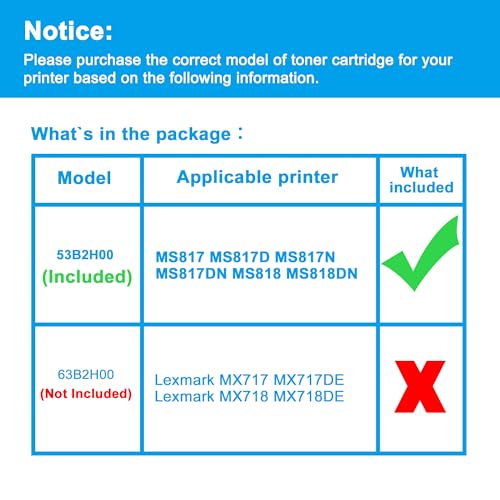 Toner compatible 53B2H00 pour Lexmark MS817 MX817 haute capacité noir - 2